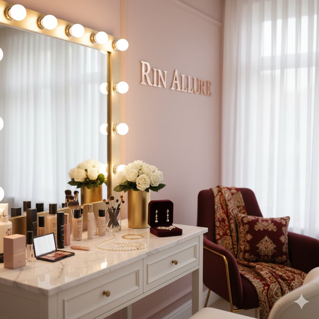 Professional beauty stylist Rin Allure working on a client on-location